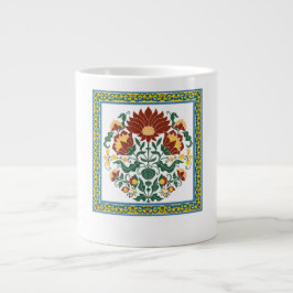 Traditionellt blomsterfolkkonst botanitmönster med jumbo mugg