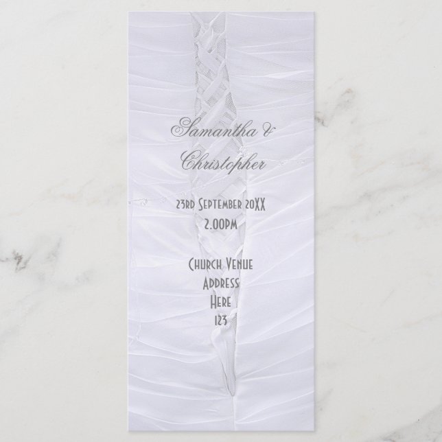 Traditionellt bröllopsprogram för den vita bröllop program (Framsida)