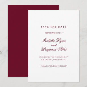 Traditionellt Burgundy Forme Elegant bröllop Spara Datumet