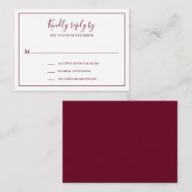 Traditionellt Burgundy Mini-Bröllop OSA-kort