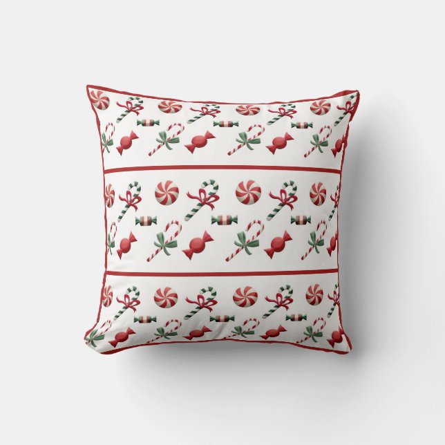 Traditionellt Candy cane Red White Kudde (Framsida)