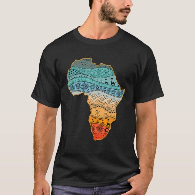 Traditionellt etniskt Pride African Karta Dashiki  T Shirt (Framsida)