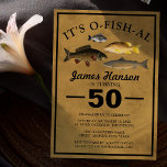 Traditionellt fiske efter rustika | 50:e födelseda inbjudningar<br><div class="desc">Det är O-fish-al Birthday-inbjudan till dina gäster att gå med i firande. Fiske efter 50-årsdagen inbjudan, vilket kan vara personlig i vilken ålder som helst. Rustik bakgrund med stor fet text, fyra olika fiskarter och en födelsedagsmall som är lätt att anpassa. Mycket manlig och perfekt för alla som fiskar i...</div>