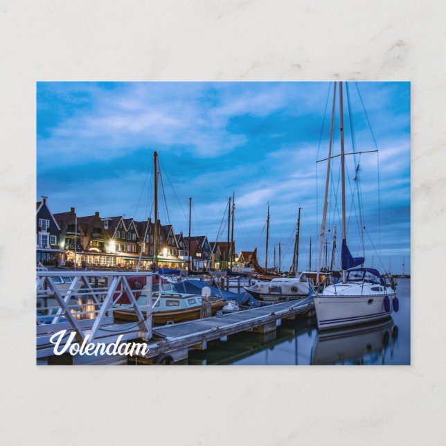 Traditionellt fiske Volendam på nattvykort Vykort (Framsida)