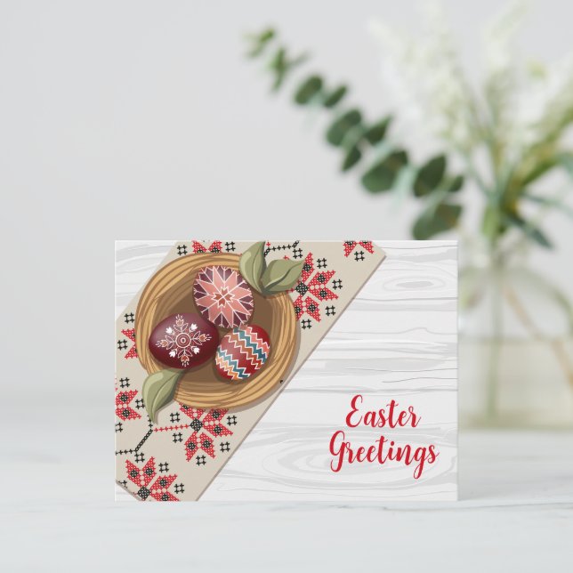 Traditionellt folkligt Hälsning-kort Påsk Vykort (Stående Fram)