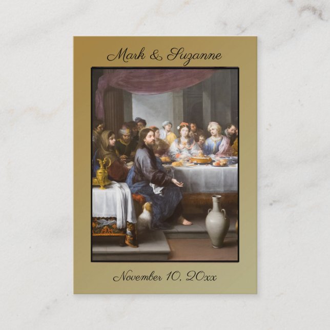 Traditionellt förmånskort för katolska bröllop-Hel Visitkort (Framsida)