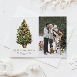 Traditionellt foto av vattenfärg Julgran Helg Vykort<br><div class="desc">Fira säsongen med det här eleganten,  ett julfotoport som visar en vintage vattenfärg träd som är dekorerad med rödfärgade och guld metalliska prydnadsämnen och rosett band. Perfekt för klassisk och traditionell helgdag firande. Anpassa det här vykortet för elegant med ditt favoritfoto och mitt hjärtliga meddelande.</div>