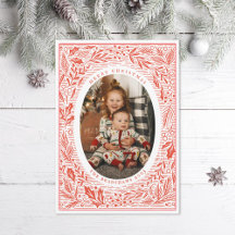 Traditionellt foto från Gräs och Holly Linocut Sti
