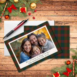 Traditionellt fotokort med stift-/tartan-Helgdag Julkort