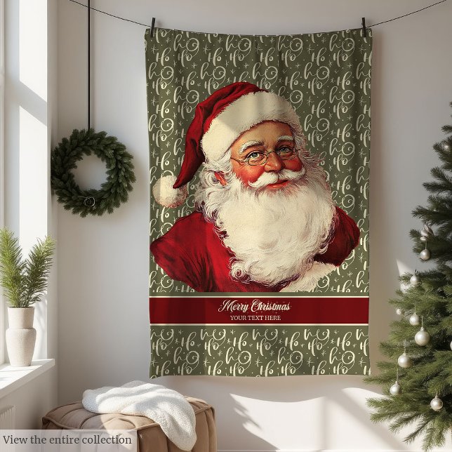 Traditionellt gammalt fastiserat Mysigt jultomtesk Fleecefilt (Traditional Old Fashioned Santa Cozy Throw Gift)