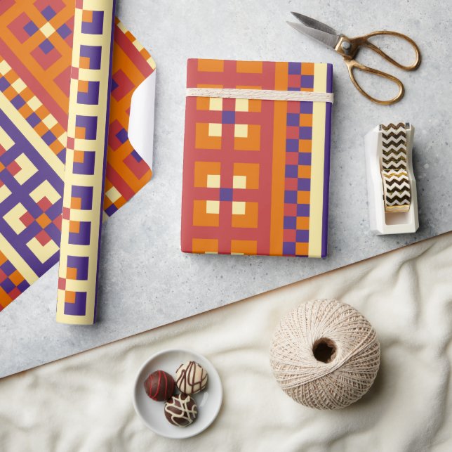 Traditionellt geometriskt etniskt motiv  presentpapper (Hantverk)