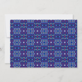Traditionellt geometriskt pixelmönster i djupblått inbjudningar