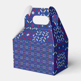 Traditionellt geometriskt pixelmönster i djupblått presentaskar