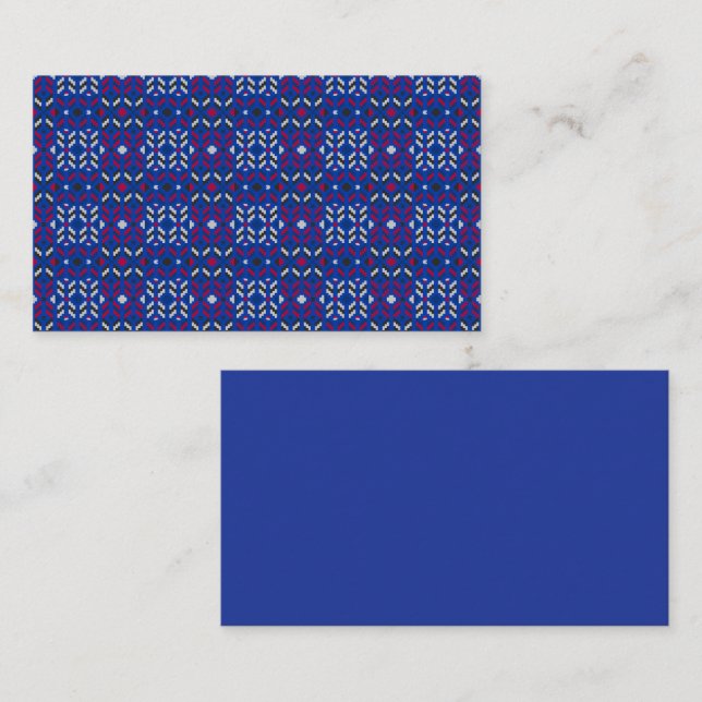 Traditionellt geometriskt pixelmönster i djupblått tilläggskort (Fram/baksida)