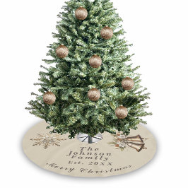 Traditionellt God jul Antique Guld Julgransmatta Borstad Polyester
