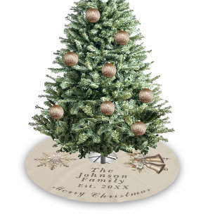 Traditionellt God jul Antique Guld Julgransmatta Borstad Polyester