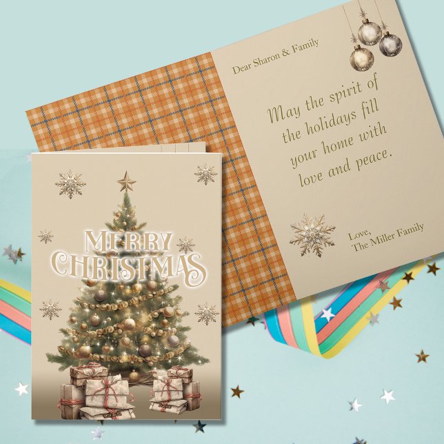 Traditionellt God jul Antique Warm Guld Kort (Skapare uppladdad)