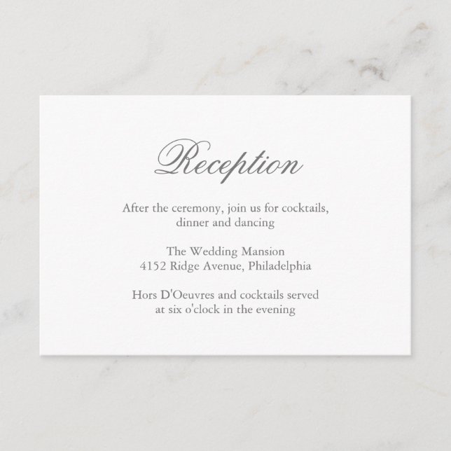 Traditionellt Grått Formal Elegant bröllop Tilläggskort (Framsida)