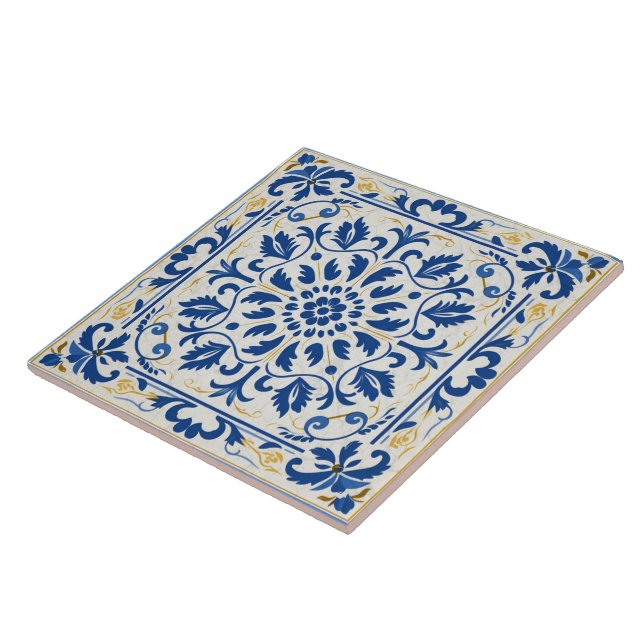 Traditionellt Grekland Traditionellt blått Art 8 Kakelplatta (Sidan)