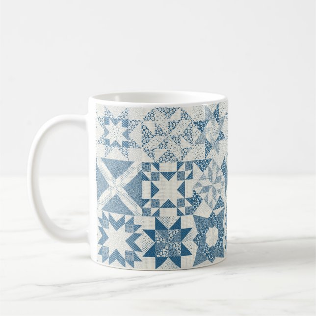 Traditionellt hantverksmässigt konstverk - blått kaffemugg (Vänster)