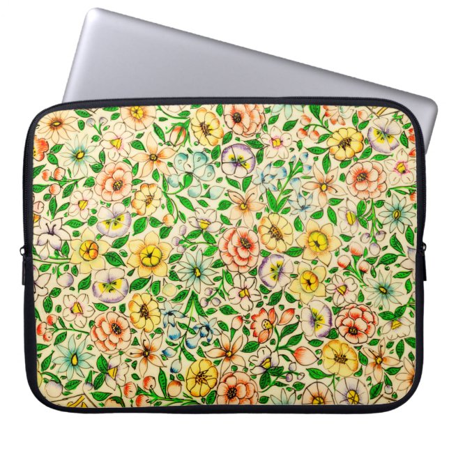 Traditionellt indiskt blommönster laptop fodral (Framsidan)
