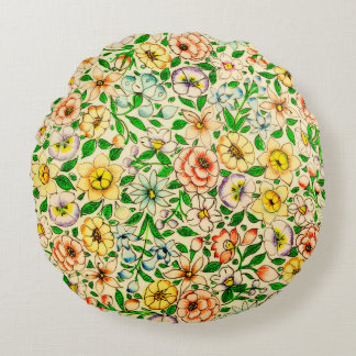 Traditionellt indiskt blommönster rund kudde
