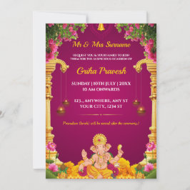 Traditionellt indiskt Griha Pravesh-kort Inbjudningar