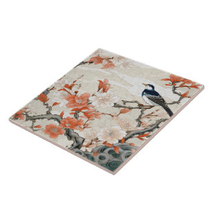 Traditionellt Japan Kutani Ornamental Art 2 Kakelplatta