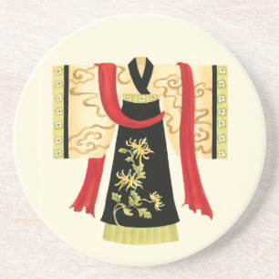 Traditionellt japanska Kimono med Blommigt Skriv u Underlägg