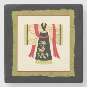 Traditionellt japanska Kimono med Blommigt Skriv u Underlägg Sten
