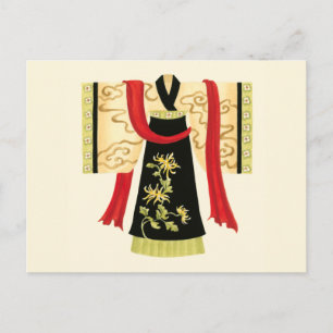 Traditionellt japanska Kimono med Blommigt Skriv u Vykort
