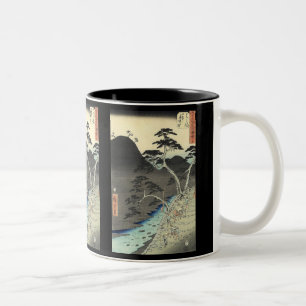 Traditionellt japanskt bergslandskap Ukiyo-e Två-Tonad Mugg