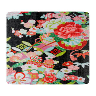 Traditionellt japanskt Blommigt Flower Black Glass