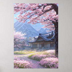 Traditionellt japanskt hus på landsbygden poster