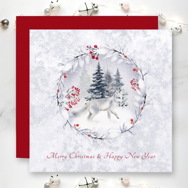 Traditionellt julkort och nytt årskorgskort meddelande (Traditional Christmas and New year Square card)