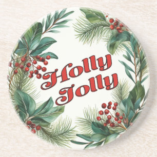 Traditionellt julskript "Holly Jolly" Underlägg