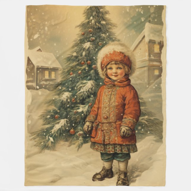 Traditionellt jultomte - bergsblad fleecefilt (Framsidan)