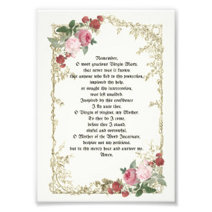 Traditionellt katolskt memorare Ro Prayer Fototryck