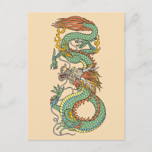 Traditionellt kinesiskt dragonvykort vykort