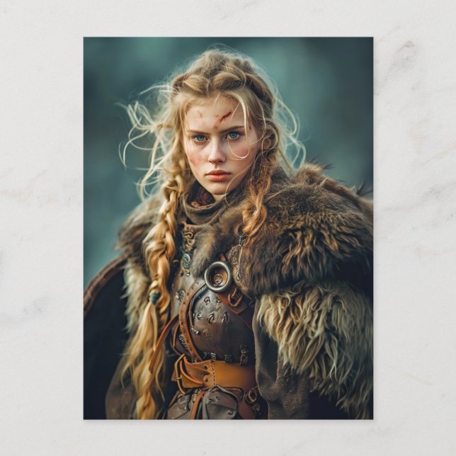 Traditionellt klädda vikingakvinnor vykort (Framsida)