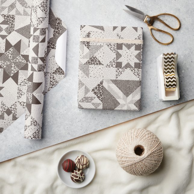 Traditionellt konstverk Stars Quilt Black Presentpapper (Hantverk)