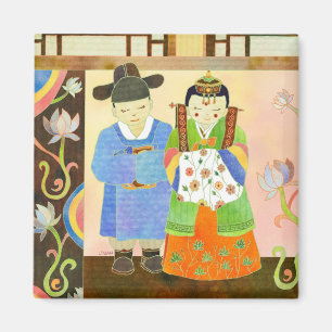 Traditionellt koreanskt bröllop: Gullig Magnet
