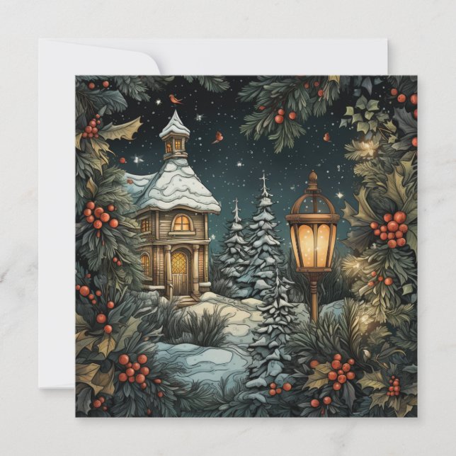 Traditionellt kort för God jul (Framsida)