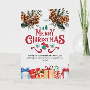 Traditionellt kort för God jul med Gräs Cones