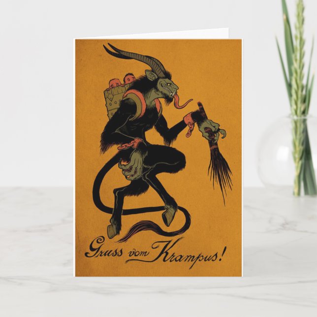 Traditionellt Krampus-Helgdag-kort Helgkort (Framsida)
