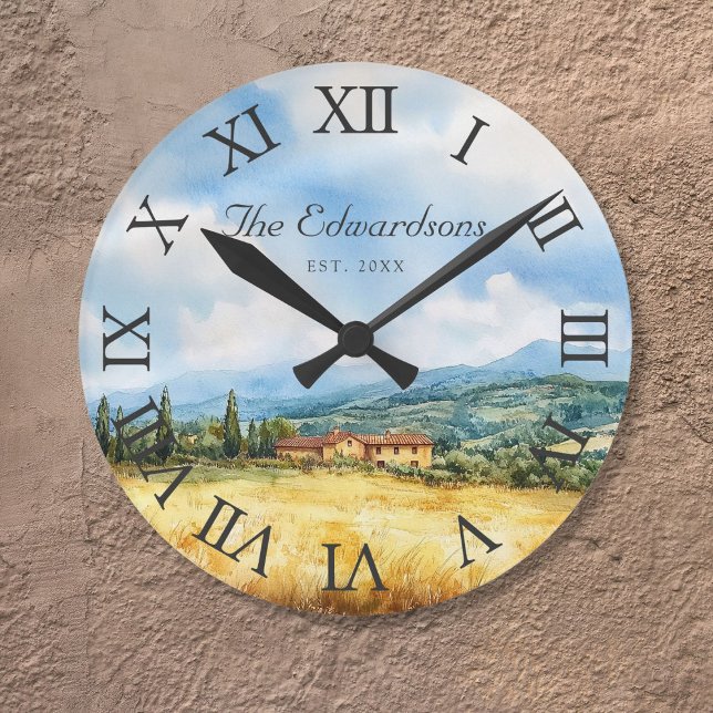 Traditionellt lantbruk i Tuscan Mediterranean Rund Klocka (Tuscan Mediterranean Traditional Farmhouse Round Clock)