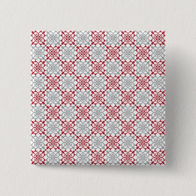 Traditionellt lettiskt SOL-tecken geometriskt möns Knapp (Framsida)