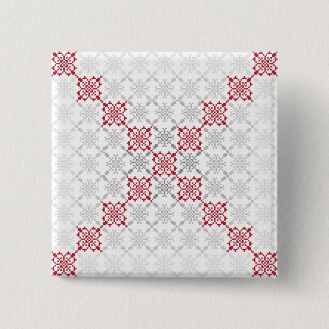 Traditionellt lettiskt SOL-tecken geometriskt möns Knapp (Framsida)