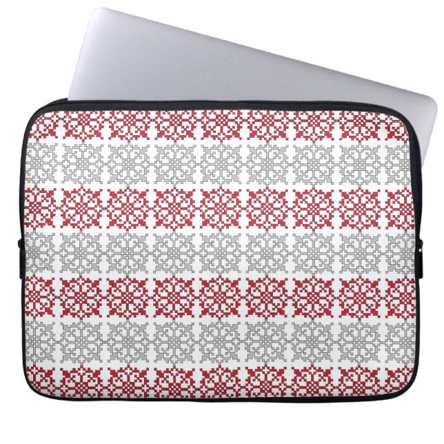 Traditionellt lettiskt SOL-tecken geometriskt möns Laptop Sleeve (Framsidan)