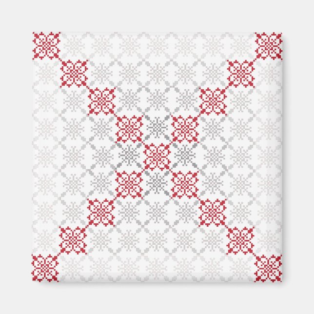 Traditionellt lettiskt SOL-tecken geometriskt möns Magnet (Framsidan)